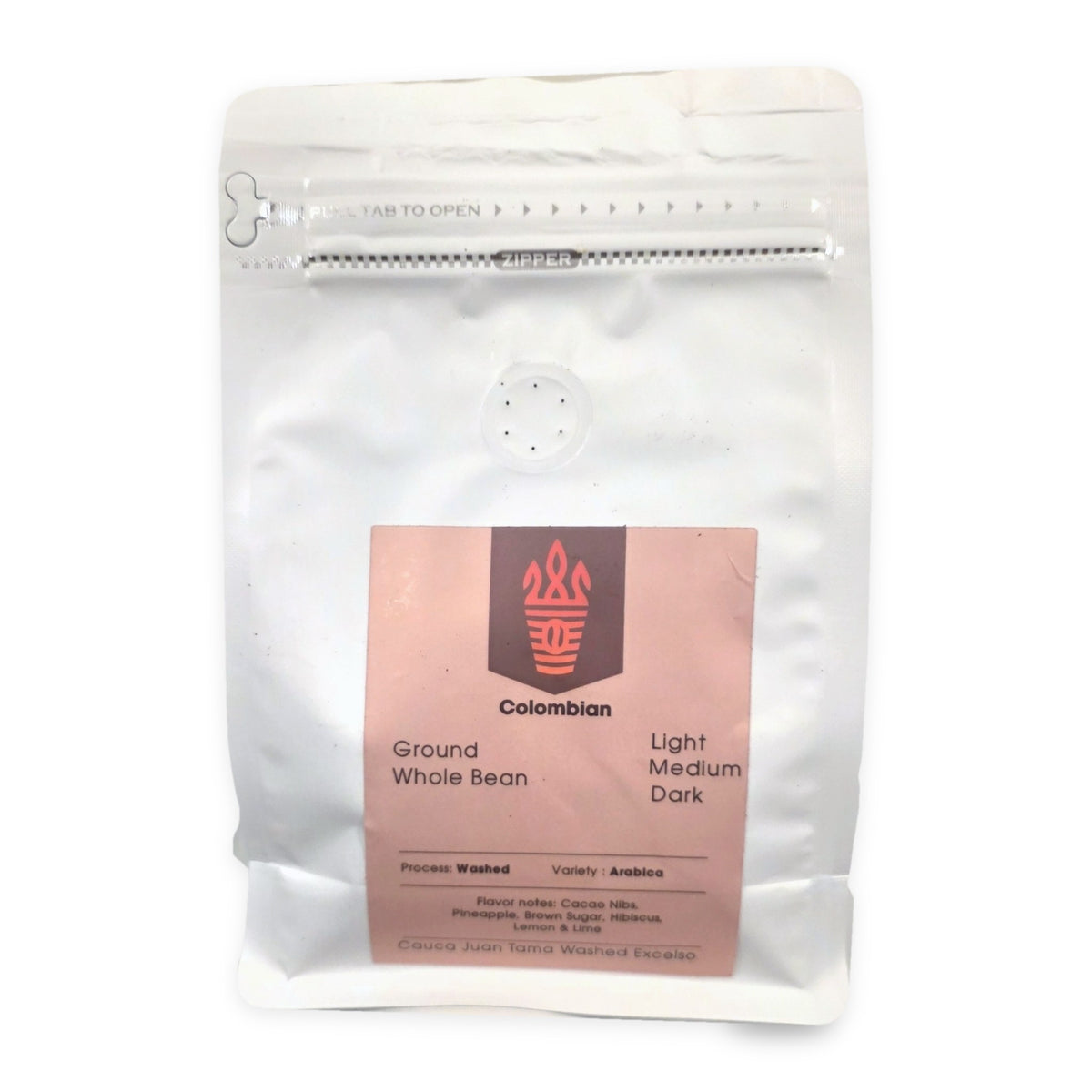 Express Coffee and Roastery Colombian Arabica coffee bag, washed process, Cauca Juan Tama Washed Excelso